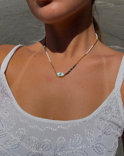 Evil Eye Zoisite Beaded Necklace - alternate view 2