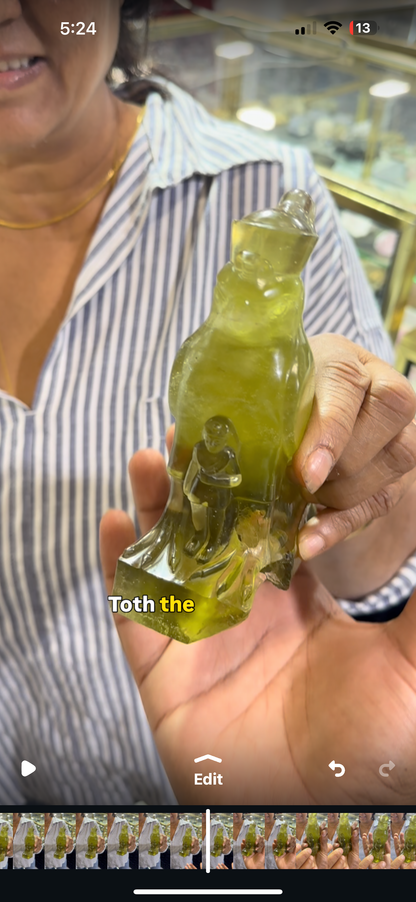 One-of-One Horus Carving in Natural Libyan Desert Glass — Collector Piece