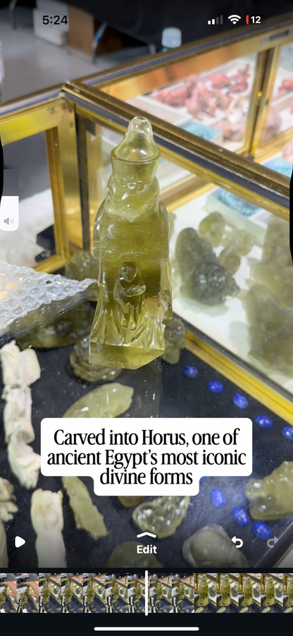 One-of-One Horus Carving in Natural Libyan Desert Glass — Collector Piece