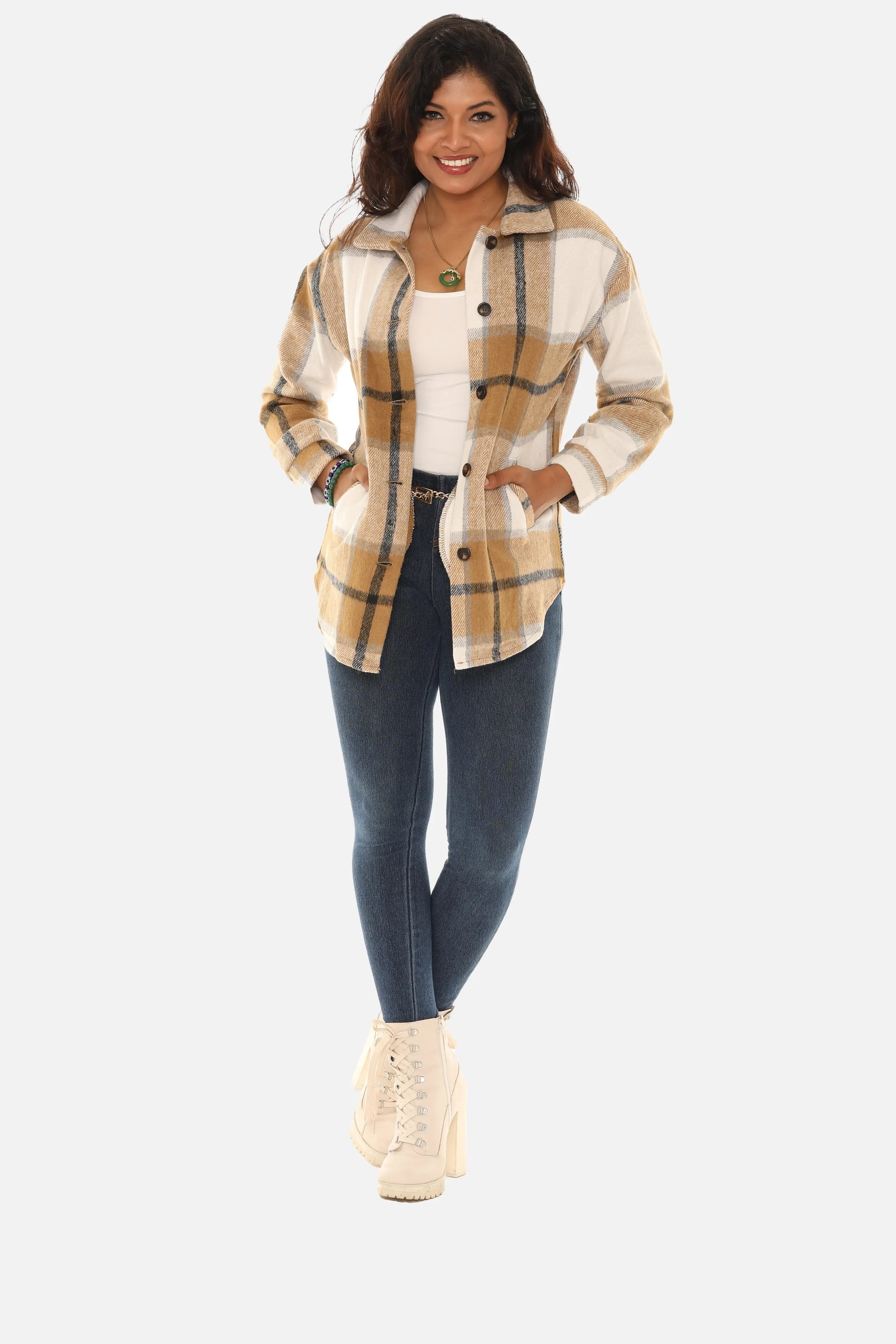 Classic Plaid Shacket for Women guruscreation