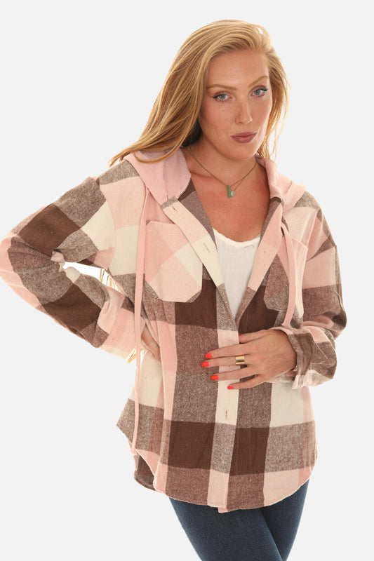 Pink Plaid Hoodie Jacket guruscreation
