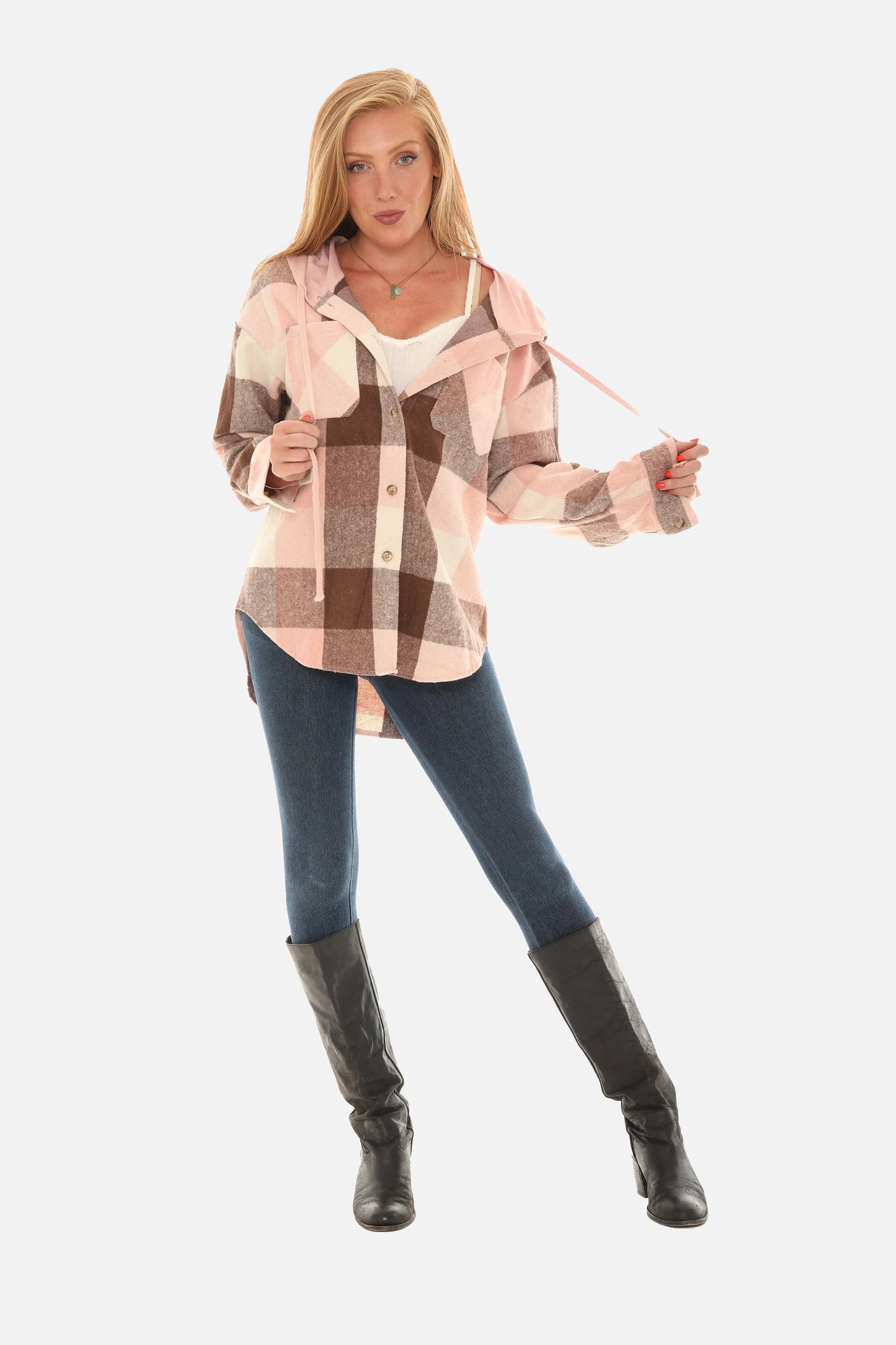 Pink Plaid Hoodie Jacket guruscreation