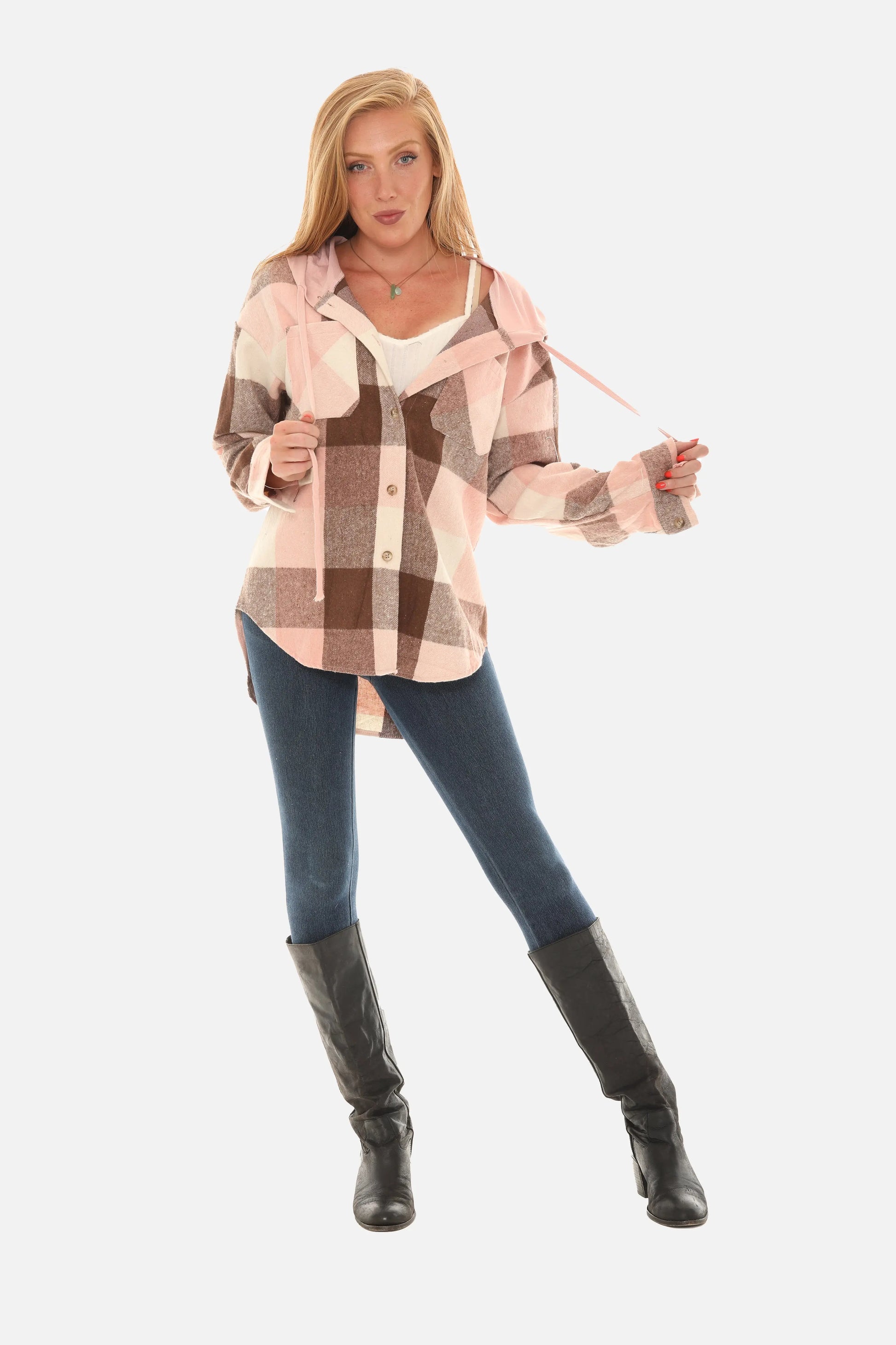 Pink Plaid Hoodie Jacket guruscreation