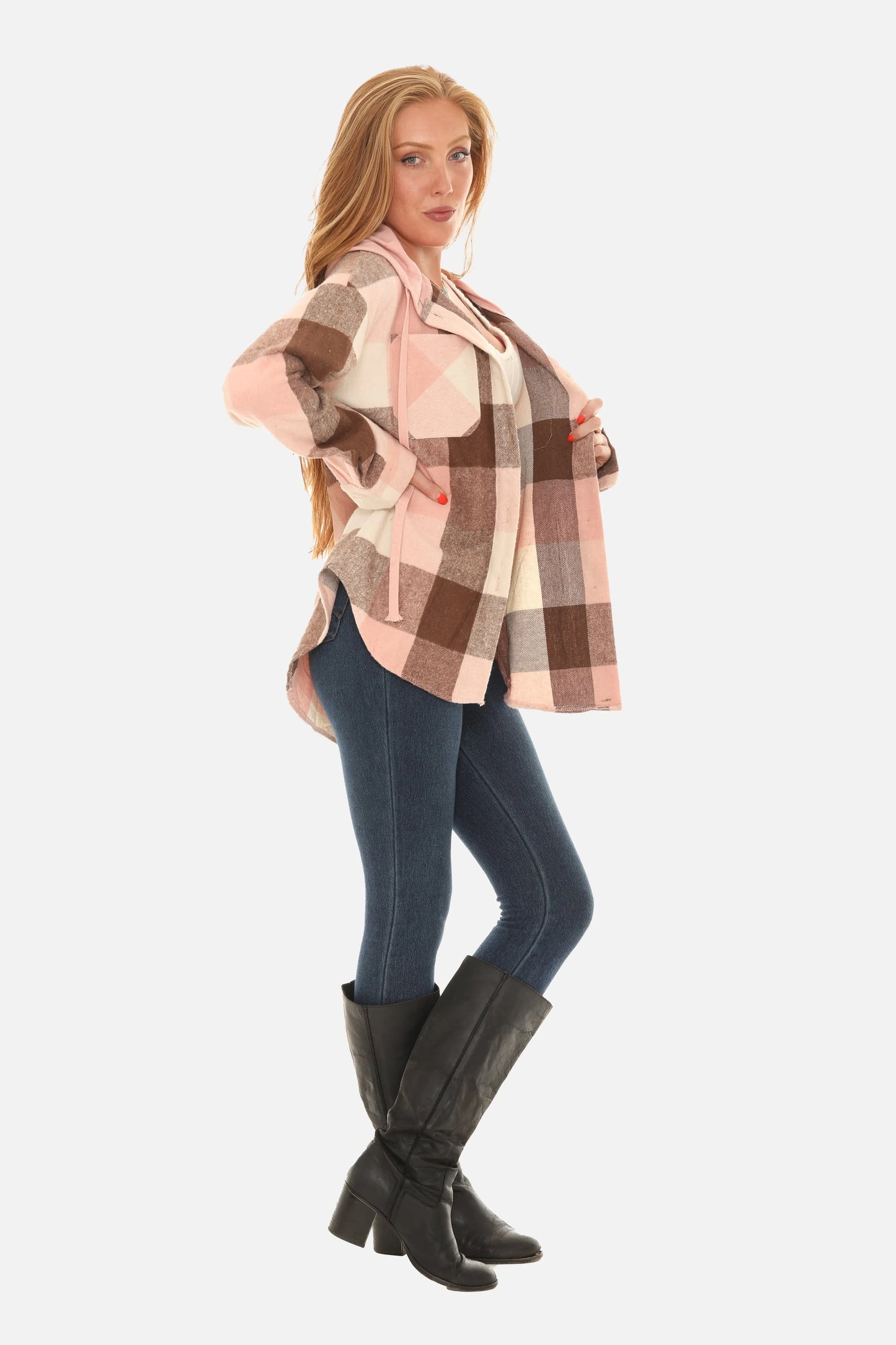 Pink Plaid Hoodie Jacket guruscreation