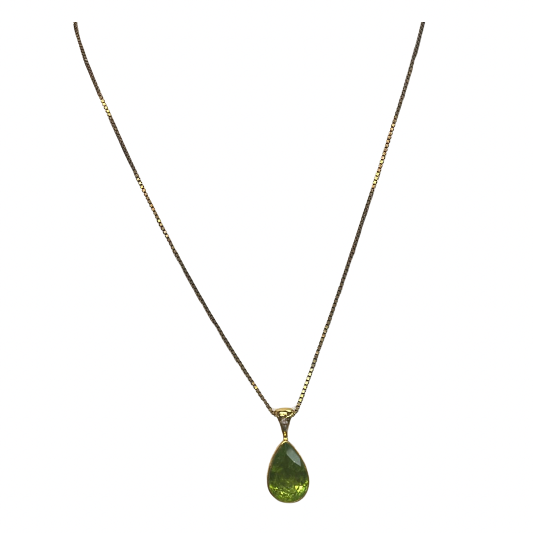 Gold vermeil peridot faceted necklace