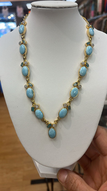 Larimar Gold Vermeil Designer Necklace