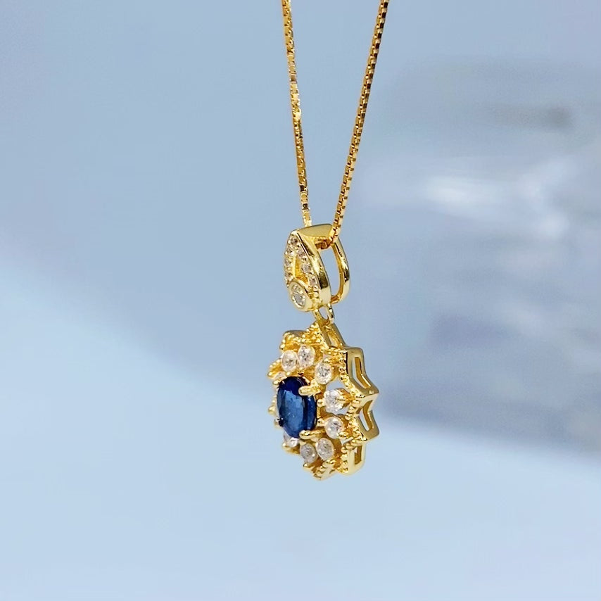Blue Sapphire Sunburst Gold Vermeil Pendant gold-tone supplier photograph 8566