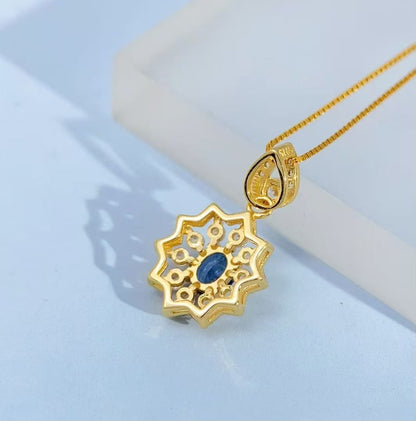 Blue Sapphire Sunburst Gold Vermeil Pendant gold-tone supplier photograph 8567
