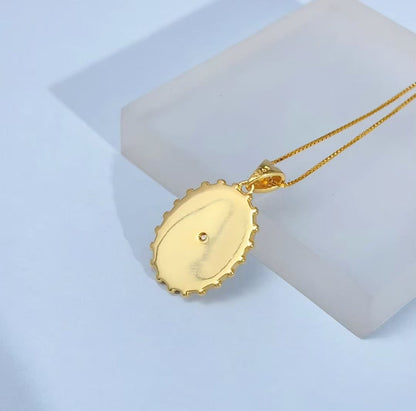 Tanzanite Medallion Gold Vermeil Pendant — actual supplier gold-finish photo 8589