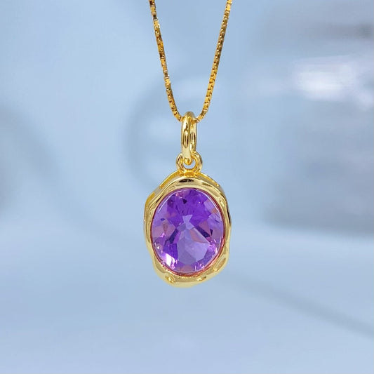 Amethyst Oval Gold Vermeil Pendant — supplier photograph view 8623