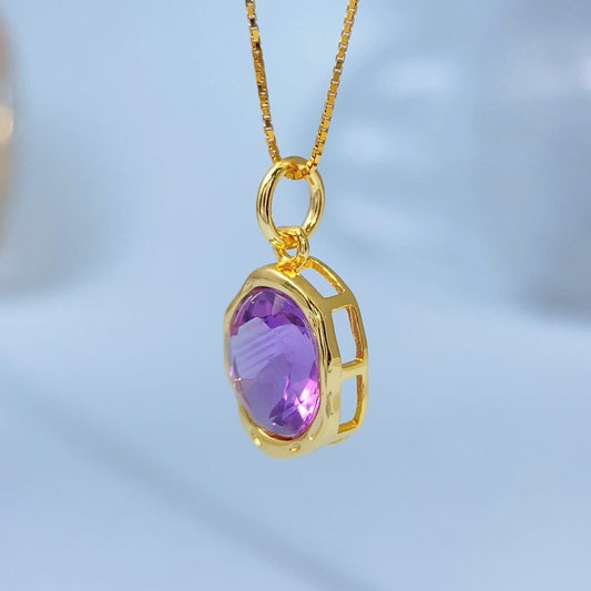 Amethyst Oval Gold Vermeil Pendant — supplier photograph view 8624