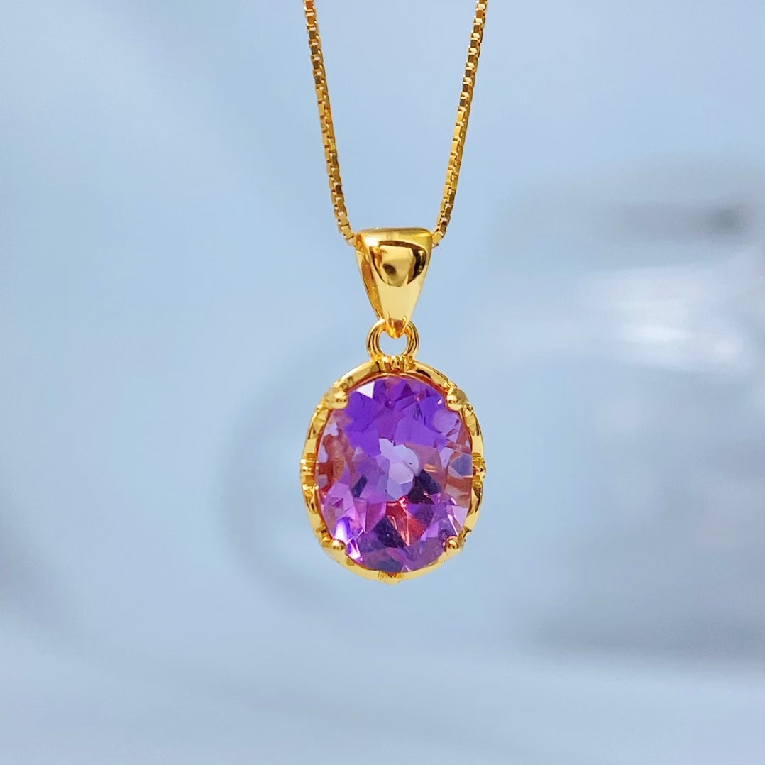 Amethyst Classic Oval Gold Vermeil Pendant — supplier photograph view 8632