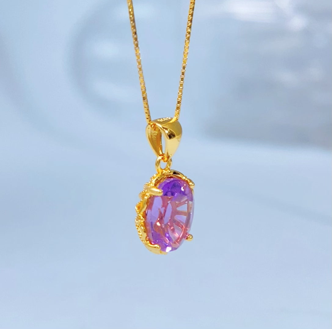 Amethyst Classic Oval Gold Vermeil Pendant — supplier photograph view 8634