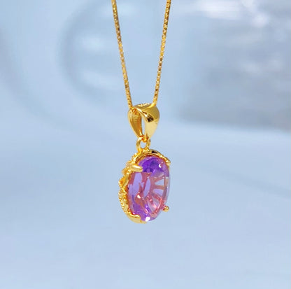 Amethyst Classic Oval Gold Vermeil Pendant — supplier photograph view 8634
