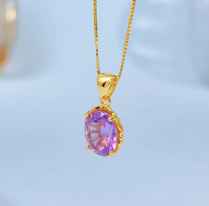 Amethyst Classic Oval Gold Vermeil Pendant — supplier photograph view 8635