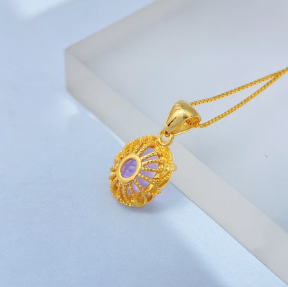 Amethyst Classic Oval Gold Vermeil Pendant — supplier photograph view 8636