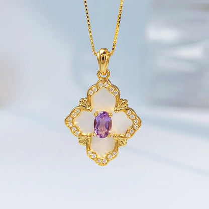 Amethyst Openwork Clover Gold Vermeil Pendant — supplier photograph view 8537