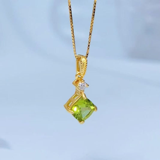 Peridot Square-Cut Gold Vermeil Pendant — supplier product photograph 8581