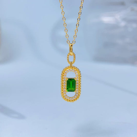 Green Diopside Halo Gold Vermeil Pendant — supplier product photograph 8628