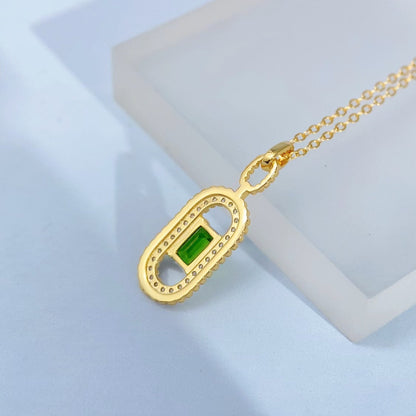 Green Diopside Halo Gold Vermeil Pendant — supplier product photograph 8629