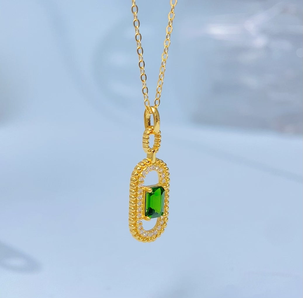 Green Diopside Halo Gold Vermeil Pendant — supplier product photograph 8630