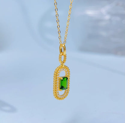Green Diopside Halo Gold Vermeil Pendant — supplier product photograph 8630