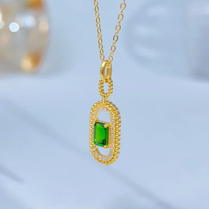 Green Diopside Halo Gold Vermeil Pendant — supplier product photograph 8631