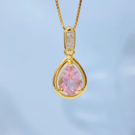 Pink Tourmaline Teardrop Gold Vermeil Pendant — gold vermeil supplier photograph 8637