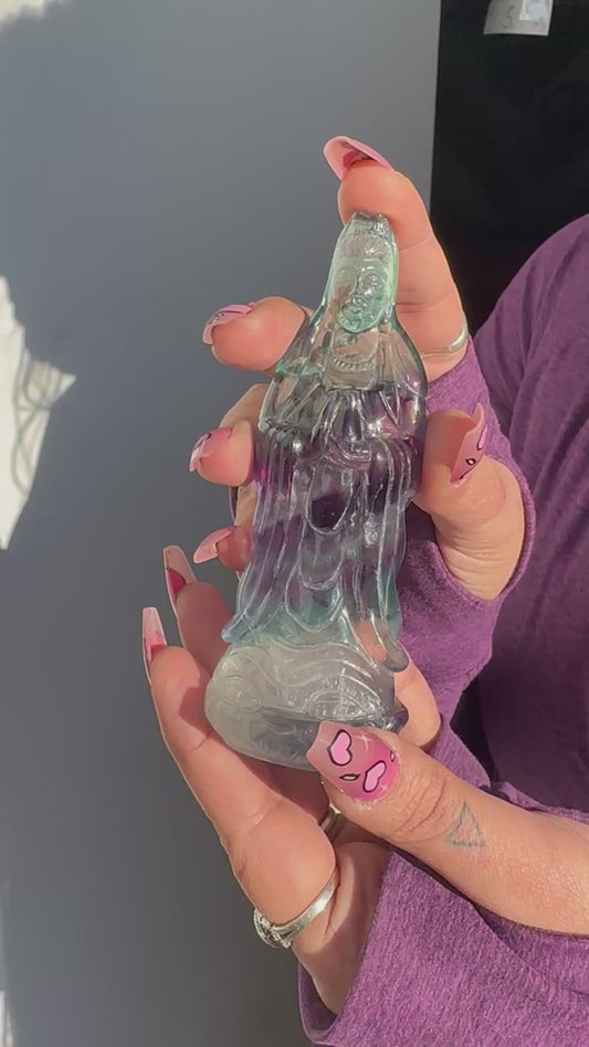 Guan yin (kuan yin) statue fluorite